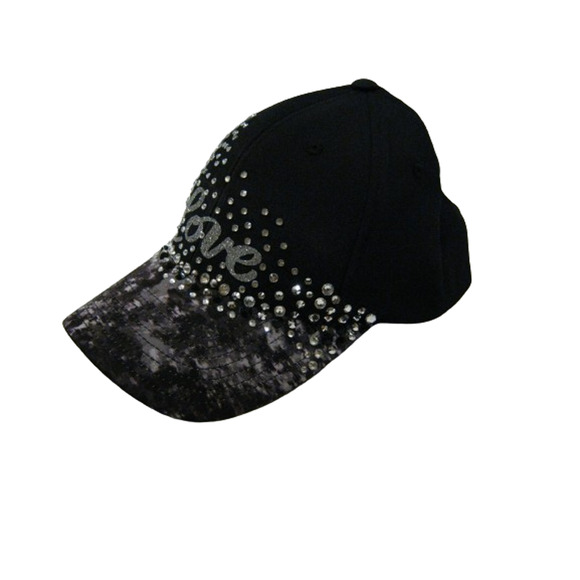 Black Grey Bling Rhinestone Studded Hip hop Streetwear style Baseball Cap Hat - Picture 8 of 10